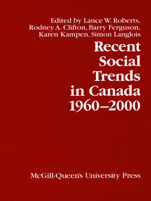 cover image of Recent Social Trends in Canada, 1960-2000